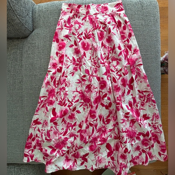 Zara Pink & White Floral A-Line Midi Skirt – Size XS - Picture 10 of 12